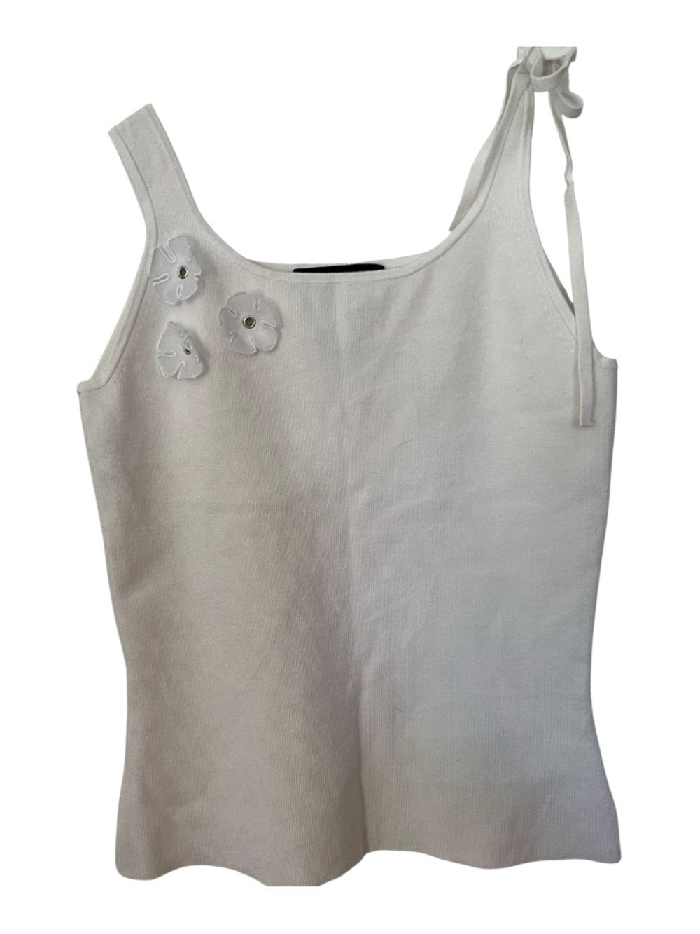 Y2K Vintage Thick Knit White Floral Tank Top